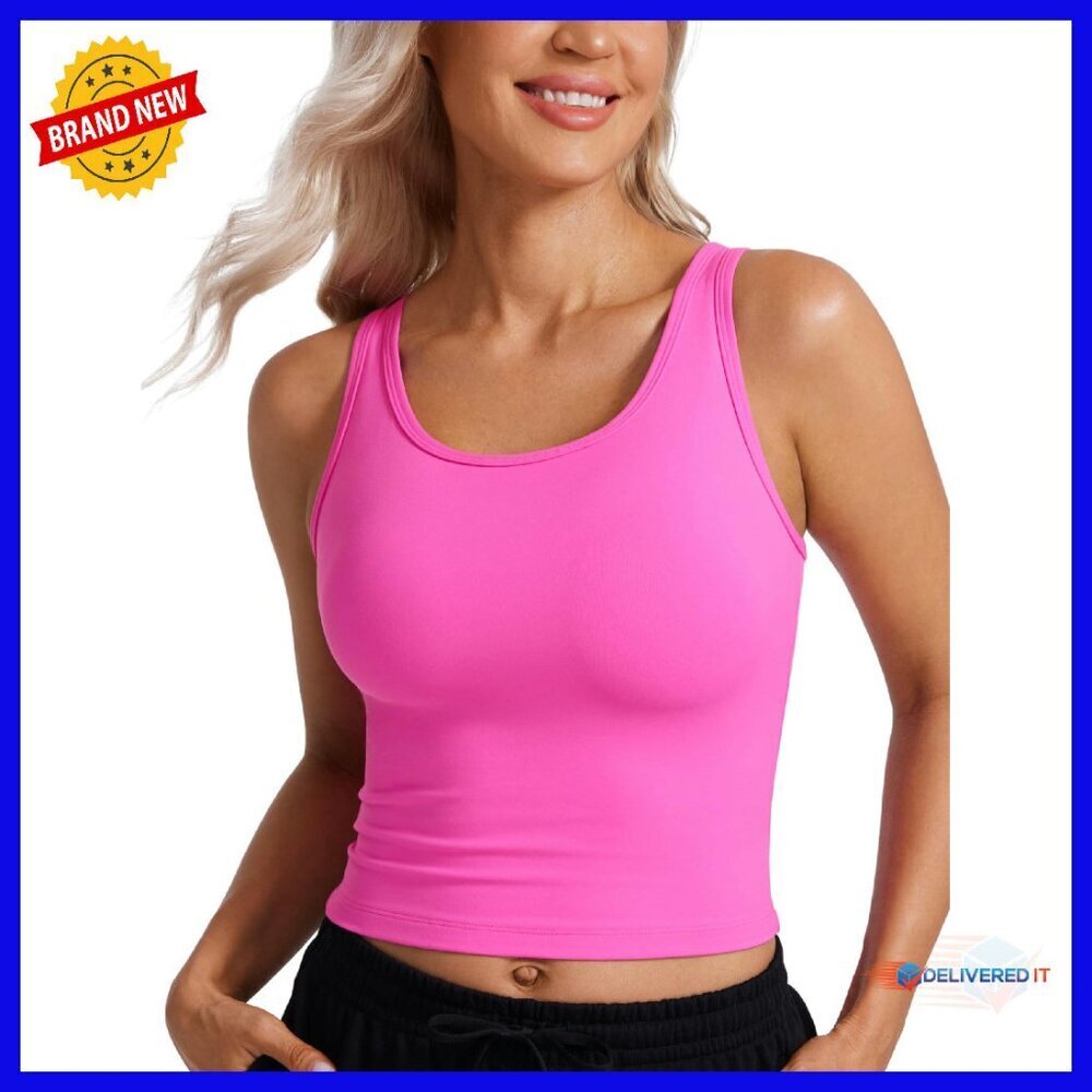 Butterluxe Double Lined Tank Top - Workout Casual Scoop Neck Crop